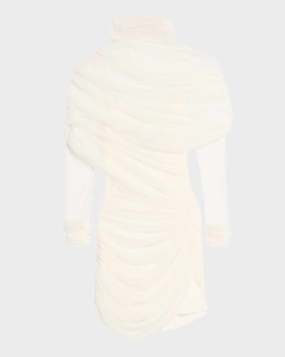 Christo Sheer Wrap Long-Sleeve Mini Dress